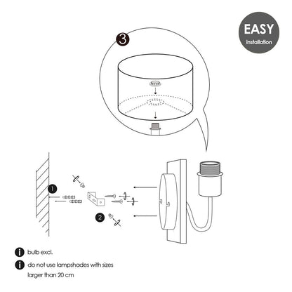 Wandlamp - Drift E27 Lampenkap zwart 20cm