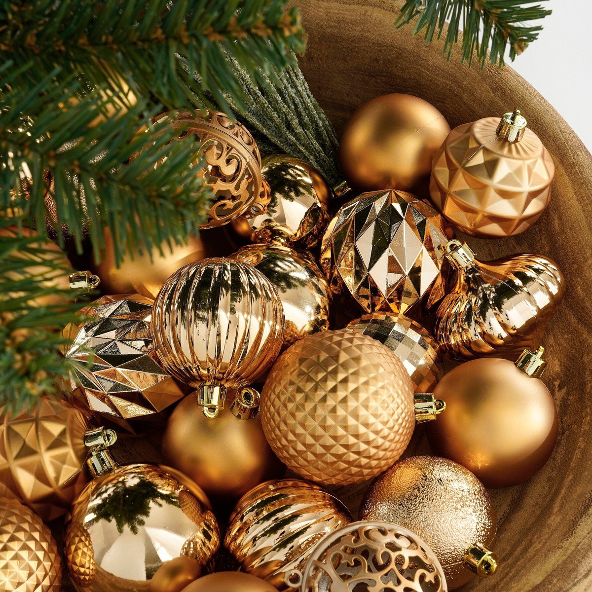 Kerstbal set 60 Unbreakable baubles Koper