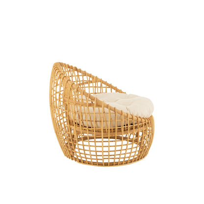J-Line stoel Lise + kussen 1 Personen - rotan/textiel - naturel/wit