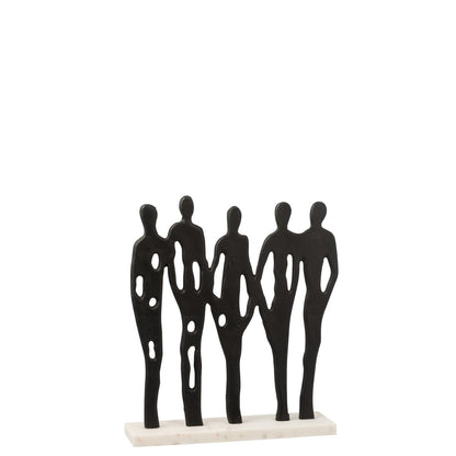 J-Line Figuur Op Rij Aluminium/Marmer Zwart/Wit