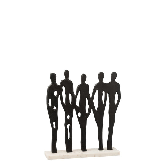 J-Line Figuur Op Rij Aluminium/Marmer Zwart/Wit