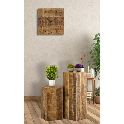 Wandklok mangohout 30x30cm stille klok met metalen accenten