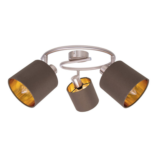 Plafondlamp "Maron" 3 spots cirkel totale lengte 52cm Bruin