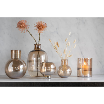 J-Line vaas Bol Met Hals - glas - amber - large - 29 cm hoog