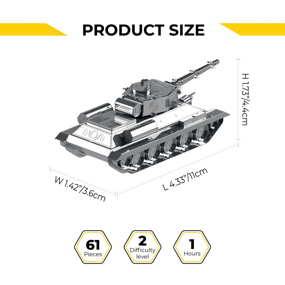 Metal Time 3D Metalen Bouwpakket Tank T-34-85, MT071, 11x3,6x4,4cm