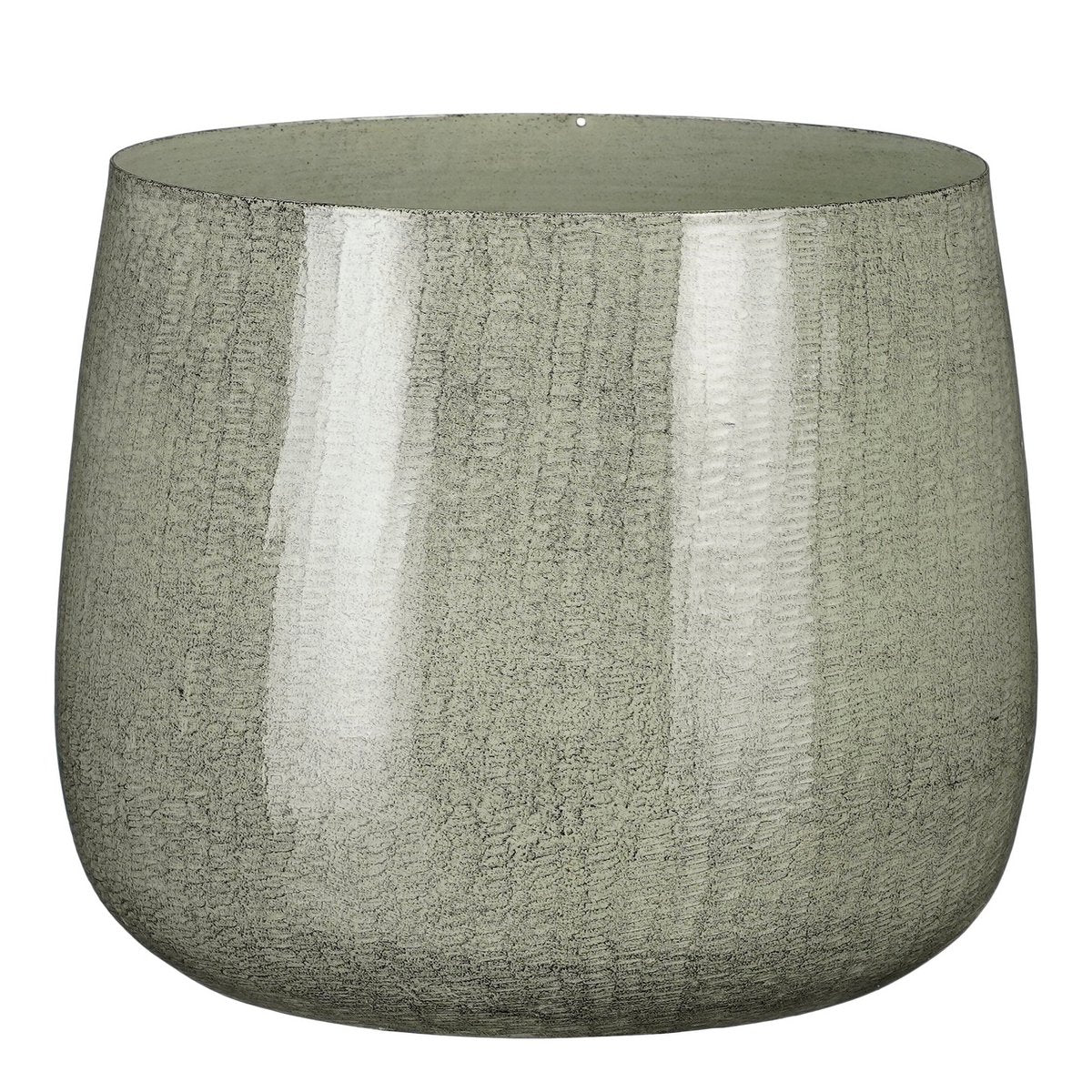 Benson Bloempot - H22 x Ø24 cm - Metaal - Lichtgrijs