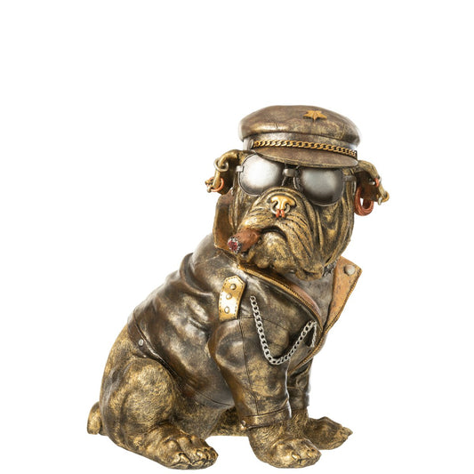 J-Line Bulldog B Sigaret Polyresin Antiek Bruin