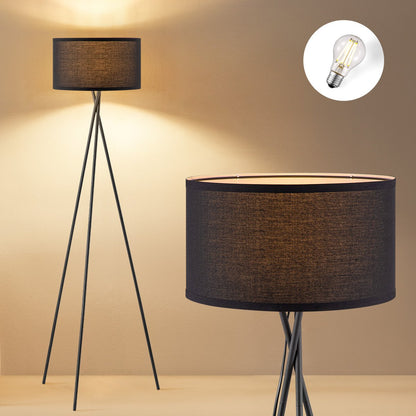 Moderne Vloerlamp - Lampenkap zwart - 53x53x138