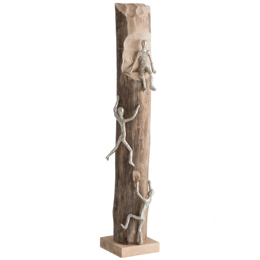 J-Line decoratie Figuur 3 Klimmers - hout/aluminium - naturel/zilver
