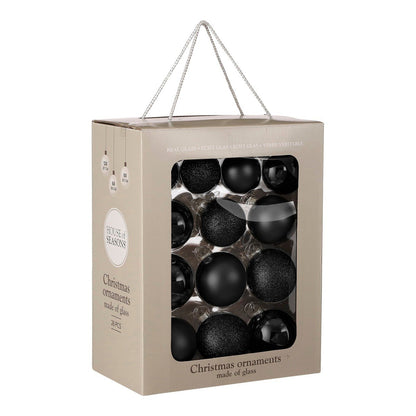Kerstbal set 26 Glass baubles Zwart