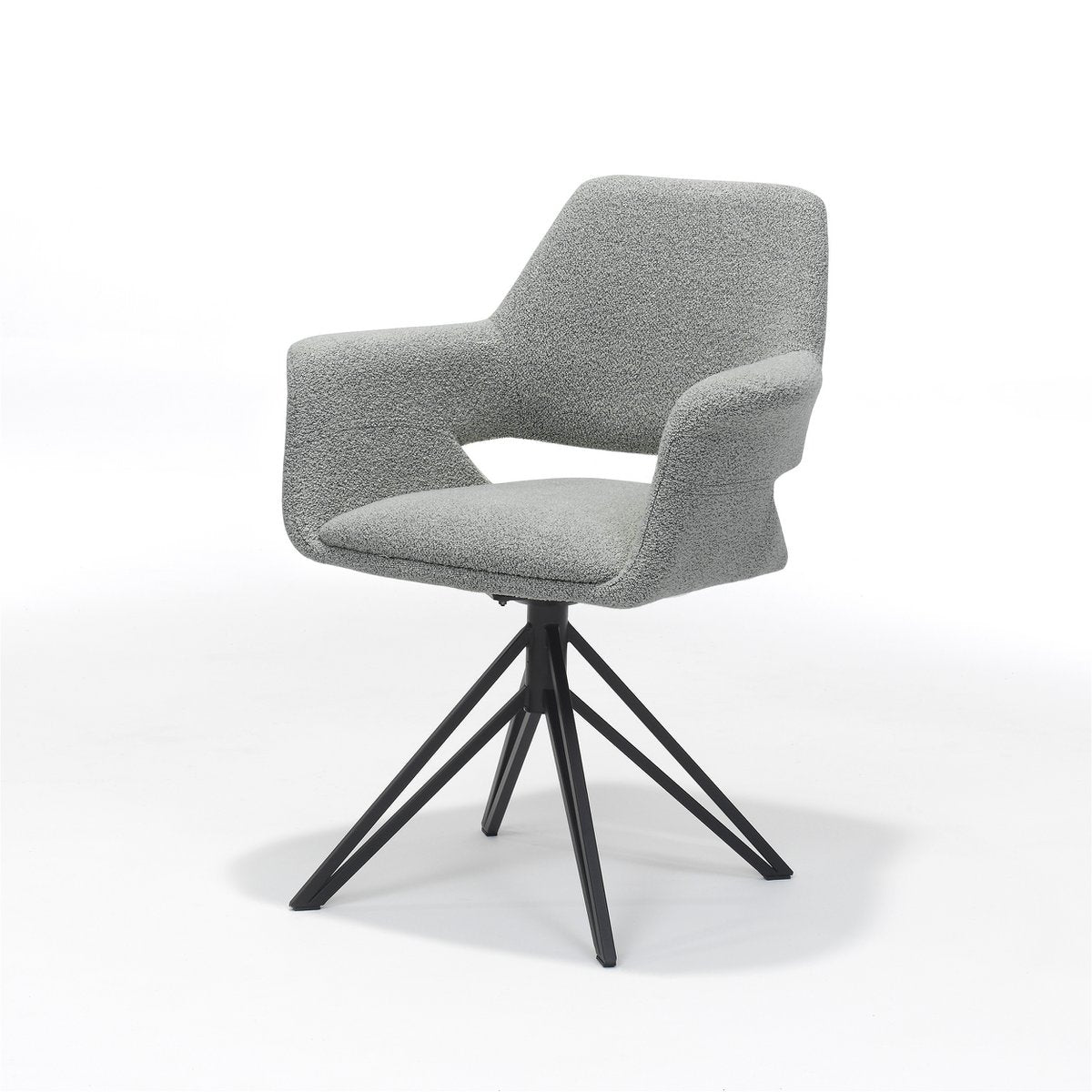 Katy fauteuil stof teddy grijs/steel, draai voet
