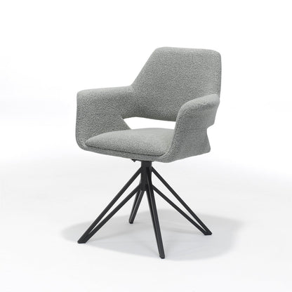 Katy fauteuil stof teddy grijs/steel, draai voet