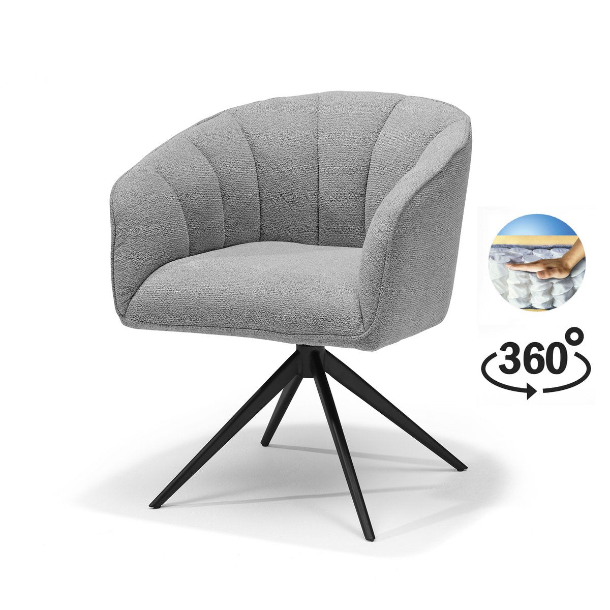 Cocoon armstoel Stof Sahara Grey - 360 Draaibaar frame Zwart