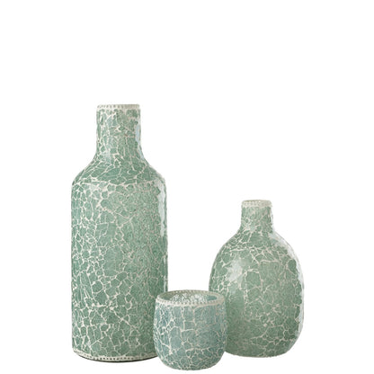 J-Line vaas Mozaiek - glas - groen/wit - large - 43 cm hoog