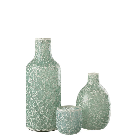 J-Line vaas Mozaiek - glas - groen/wit - large - 43 cm hoog