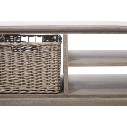 J-Line Salontafel Rechthoek - 2 schuiven en 1 mand - hout - grijs