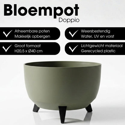 Plantenbak buiten Doppio Lichtgroen Ø40cm H20,5cm