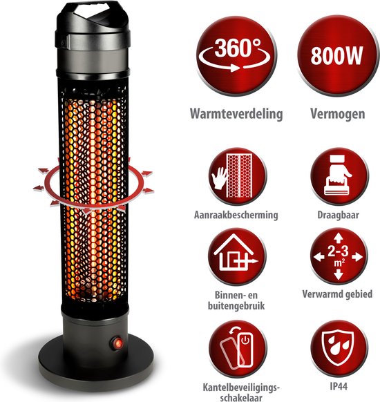 Terrasverwarmer Elektrisch infrarood 800W Carbon