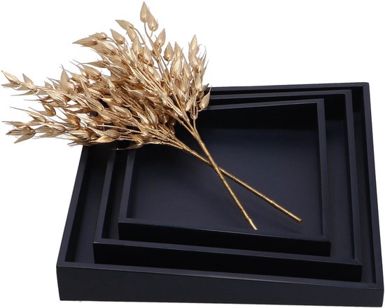 Senza Asymmetrische Houten Dienbladen 3 Stuks Blauw