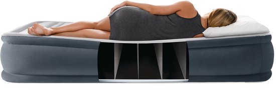 Intex 64412ND TComfort Plush Elevated Twin 1-Persoons Luchtbed 191x99x46 cm + Ingebouwde Pomp Grijs