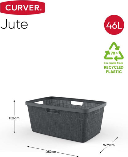 Curver Wasmand Jute-Look 46L Donkergrijs