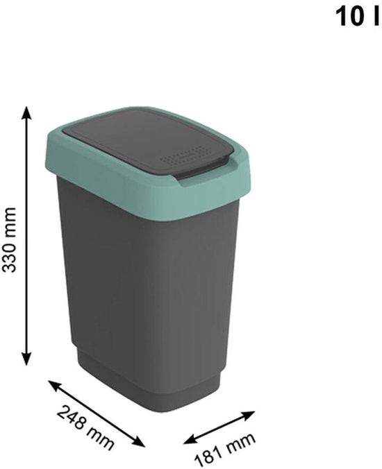 Rotho Twist Afvalbak 10L Mistletoe Groen/Antraciet