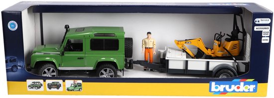 Bruder Landrover + Aanhanger met Graafmachine