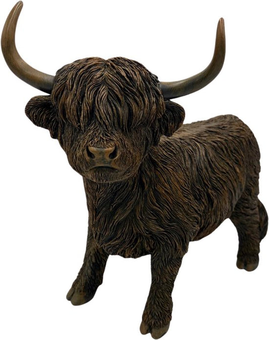 Beeld Schotse hooglander Staand bruin L39cm H33cm