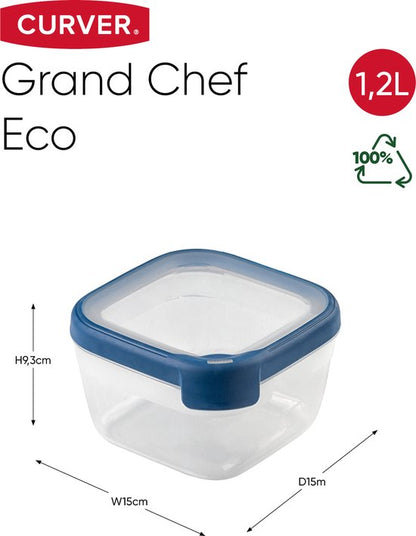 Curver Grand Chef Vershoudbak Vierkant 1.2L Transparant/Donkerblauw