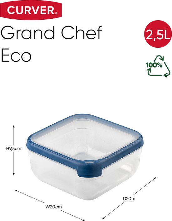 Curver Grand Chef Vershoudbak Vierkant 2.5L Transparant/Donkerblauw