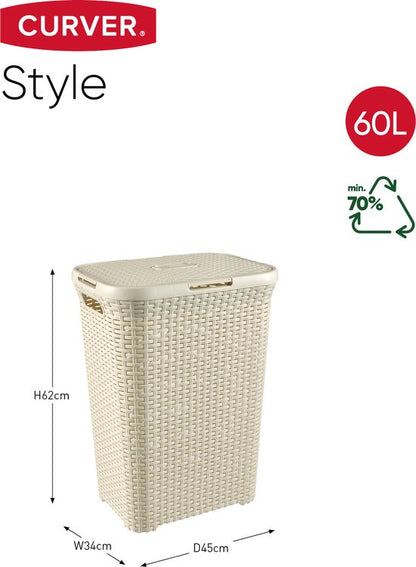 Curver Style Wasmand met Deksel 60L Wit