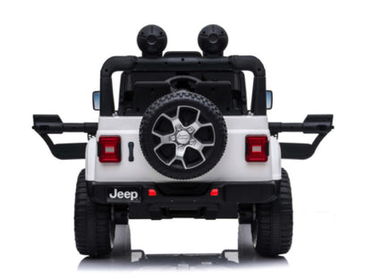 Jeep Wrangler Rubicon, 12V Kinderauto Met Lithium Accu, Rubberen Banden, Leder Zitje