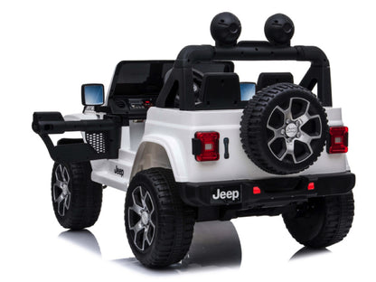 Jeep Wrangler Rubicon, 12V Kinderauto Met Lithium Accu, Rubberen Banden, Leder Zitje