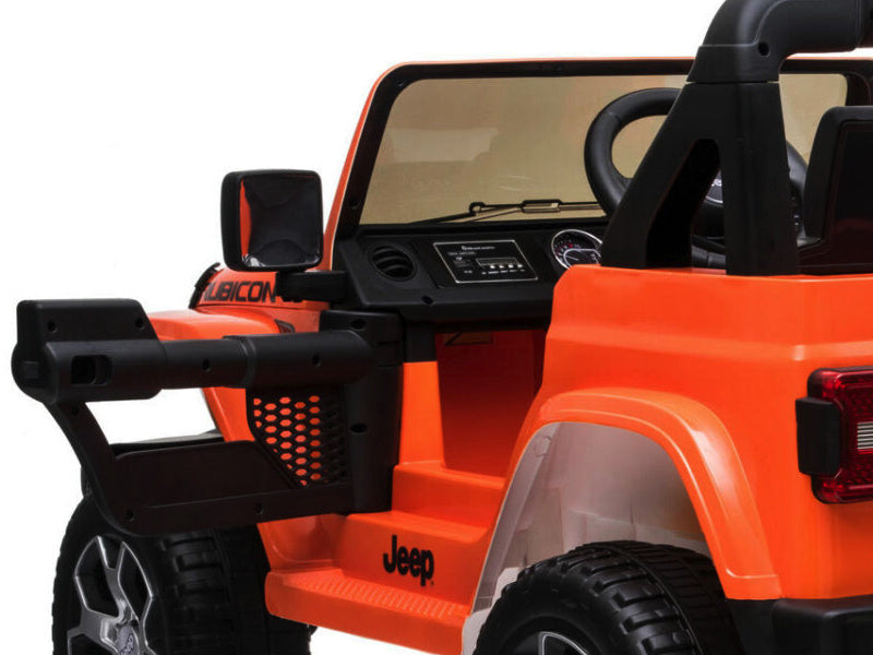 Jeep Wrangler Rubicon, 12V Kinderauto Met Lithium Accu, Rubberen Banden, Leder Zitje