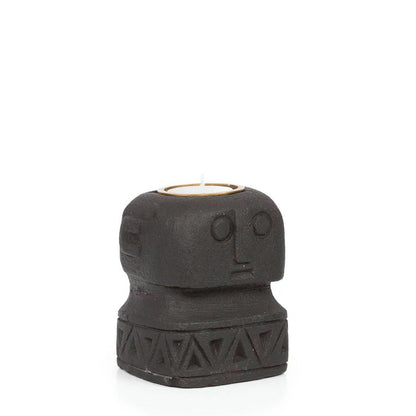Sumba-serie steen donker kaarsenhouder 10cm hoog