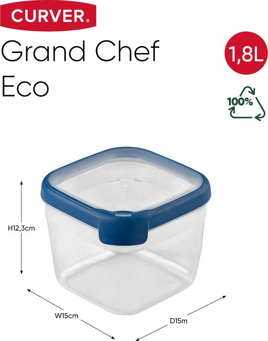 Curver Grand Chef Vershoudbak Vierkant 1.8L Transparant/Donkerblauw