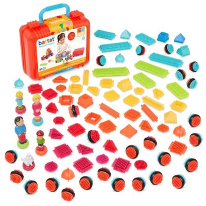 Bristle Blocks Koffer met Familie Figuren en Huisdier met 85 Stuks