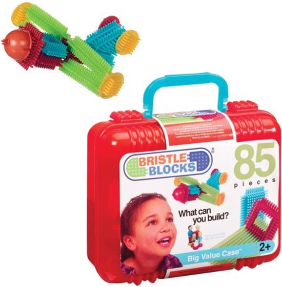 Bristle Blocks Koffer met Familie Figuren en Huisdier met 85 Stuks