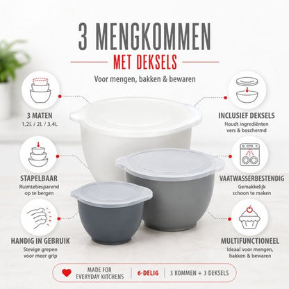 Mengkommen met deksel 6-delig