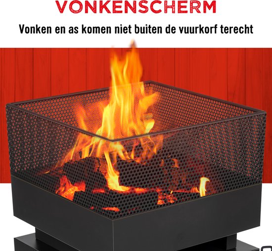 Vuurkorf met opbergruimte 39x39x85cm