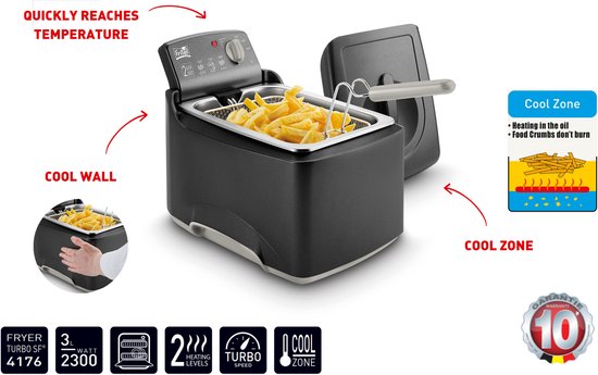 Fritel SF4176 Turbo Friteuse 3L 2300W Zwart