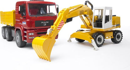 Bruder 2751 MAN TGA Kiepauto met Liebherr Graafmachine