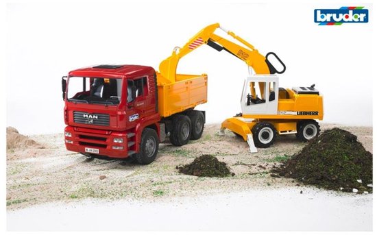 Bruder 2751 MAN TGA Kiepauto met Liebherr Graafmachine