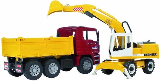 Bruder 2751 MAN TGA Kiepauto met Liebherr Graafmachine