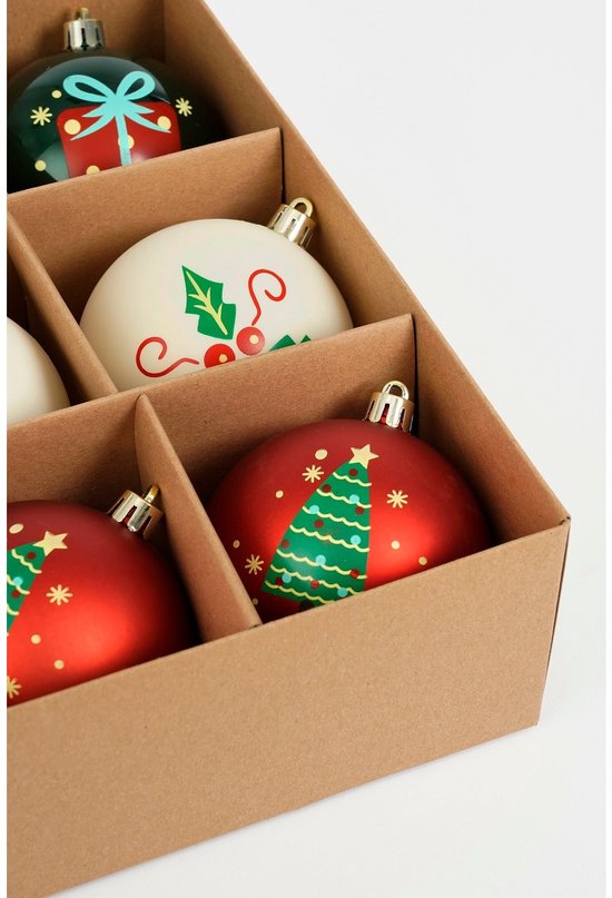 Kerstbal set 9 Meerkleurig