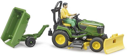 Bruder 62104 Bworld John Deere Zitmaaier + Aanhanger en Tuinman