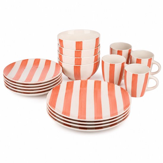 Serviesset 16-delig Oranje/wit