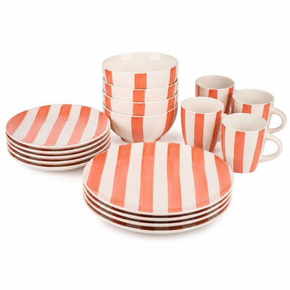 Serviesset 16-delig Oranje/wit