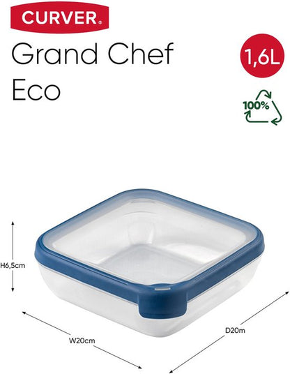 Curver Grand Chef Vershoudbak Vierkant 1.6L Transparant/Donkerblauw