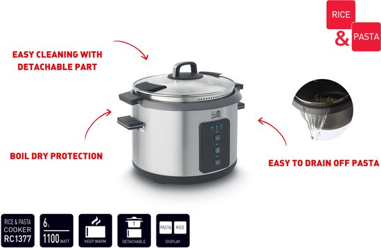 Fritel RC1377 Rijst- en Pastakoker RVS/Zwart
